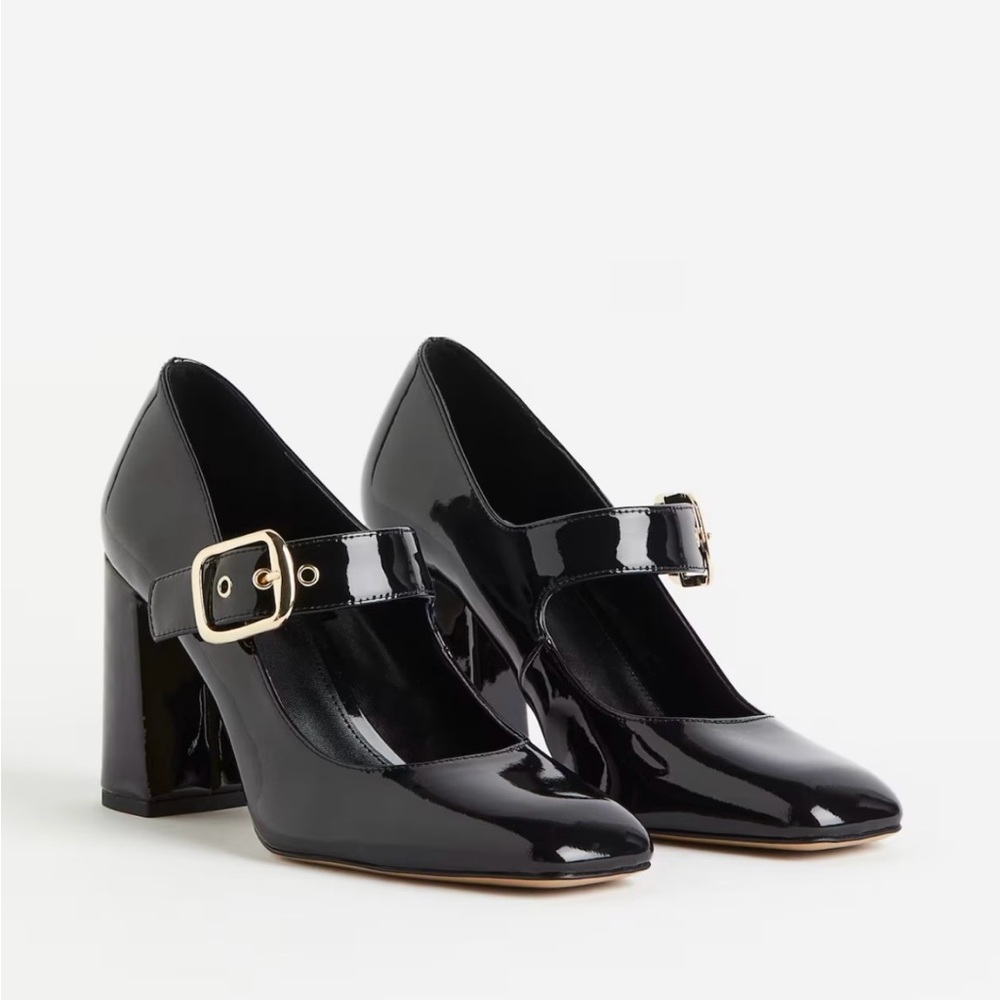 H&M Elegant Black Patent Leather Heels